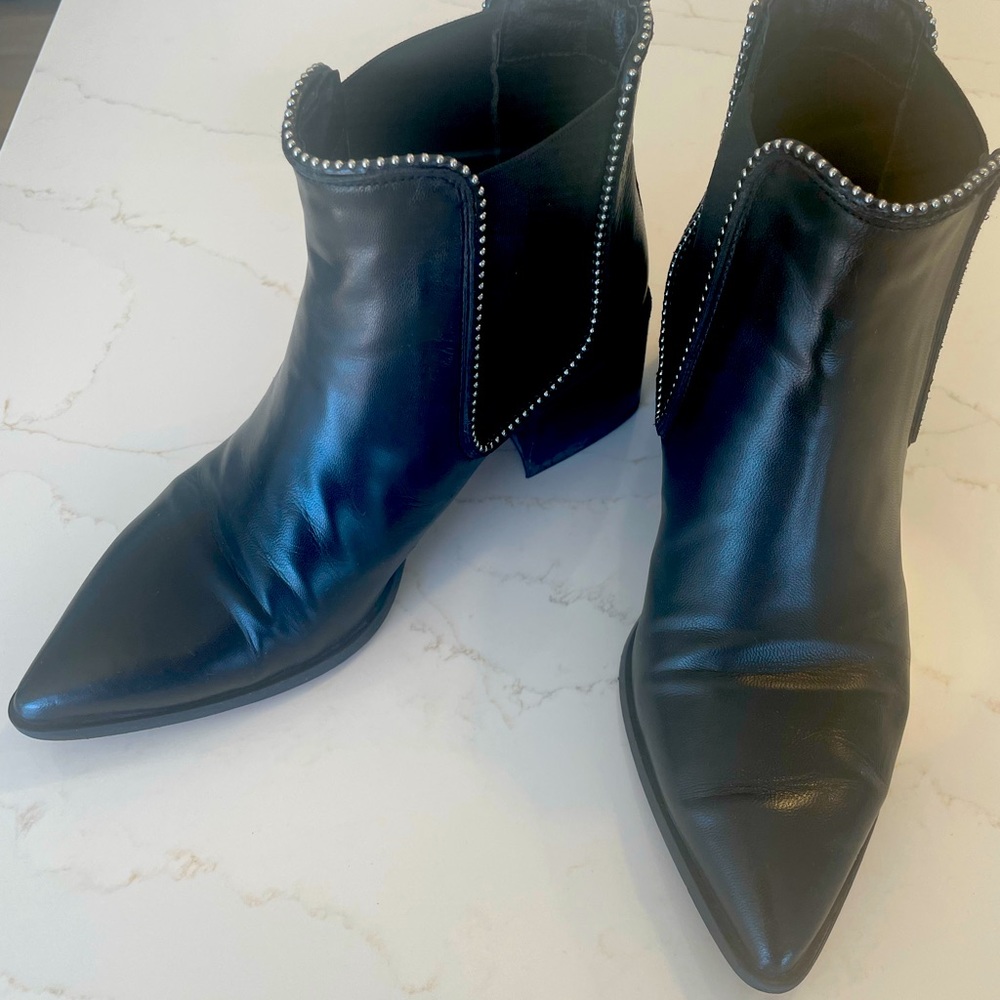 Black leather ankle boots